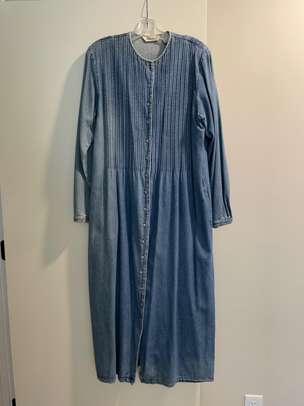 Eddie Bauer Classic Blue Denim Button-Front Maxi Dress 90s Y2K